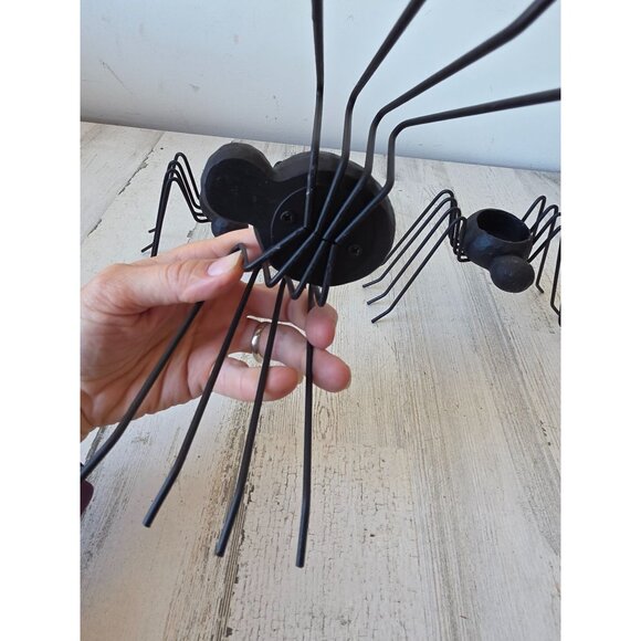 Metal spider candle holder votive Halloween decor set unique - Picture 7 of 14